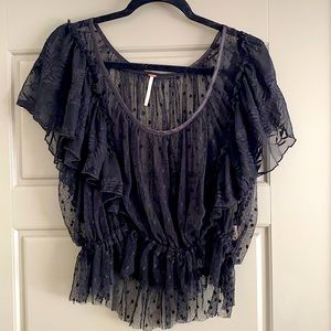 FREE PEOPLE Black Mesh Top